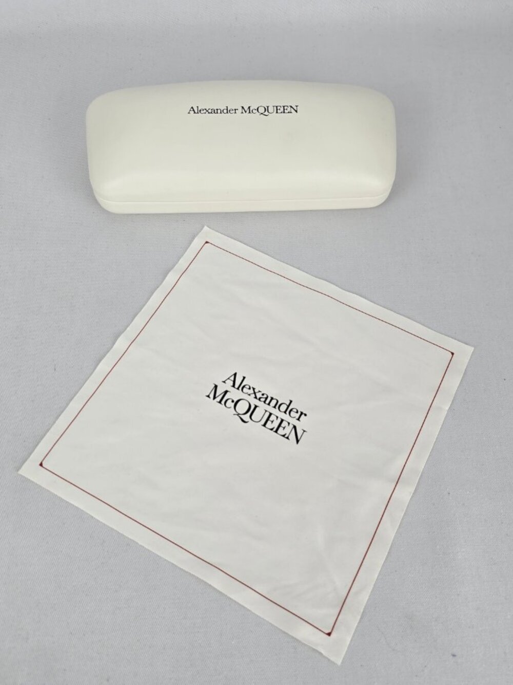 Alexander McQueen Sunglasses Eyeglasses Case & Dust Cloth White Red